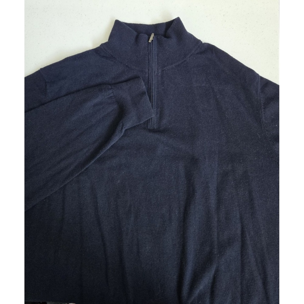 Daniel Hechter‎ Paris Men's XL Navy 1/4 Zip Pullover Cashmere Blend Knit Sweater